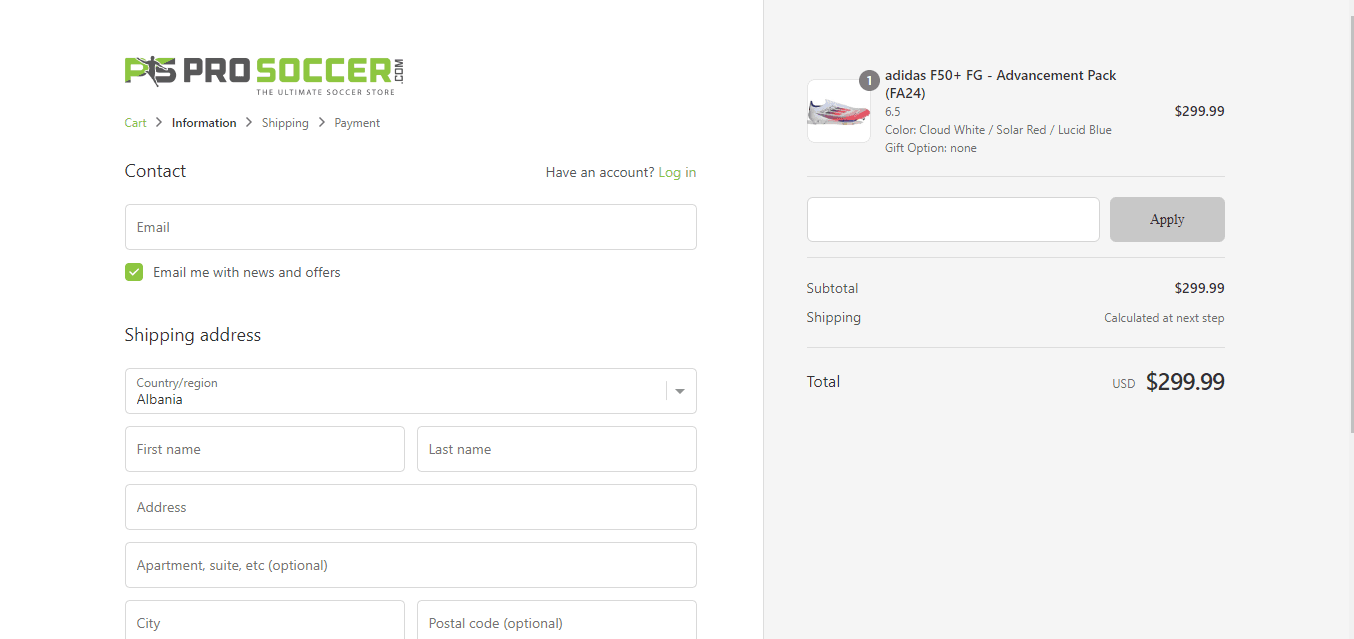 How to apply Pro Soccer coupon code